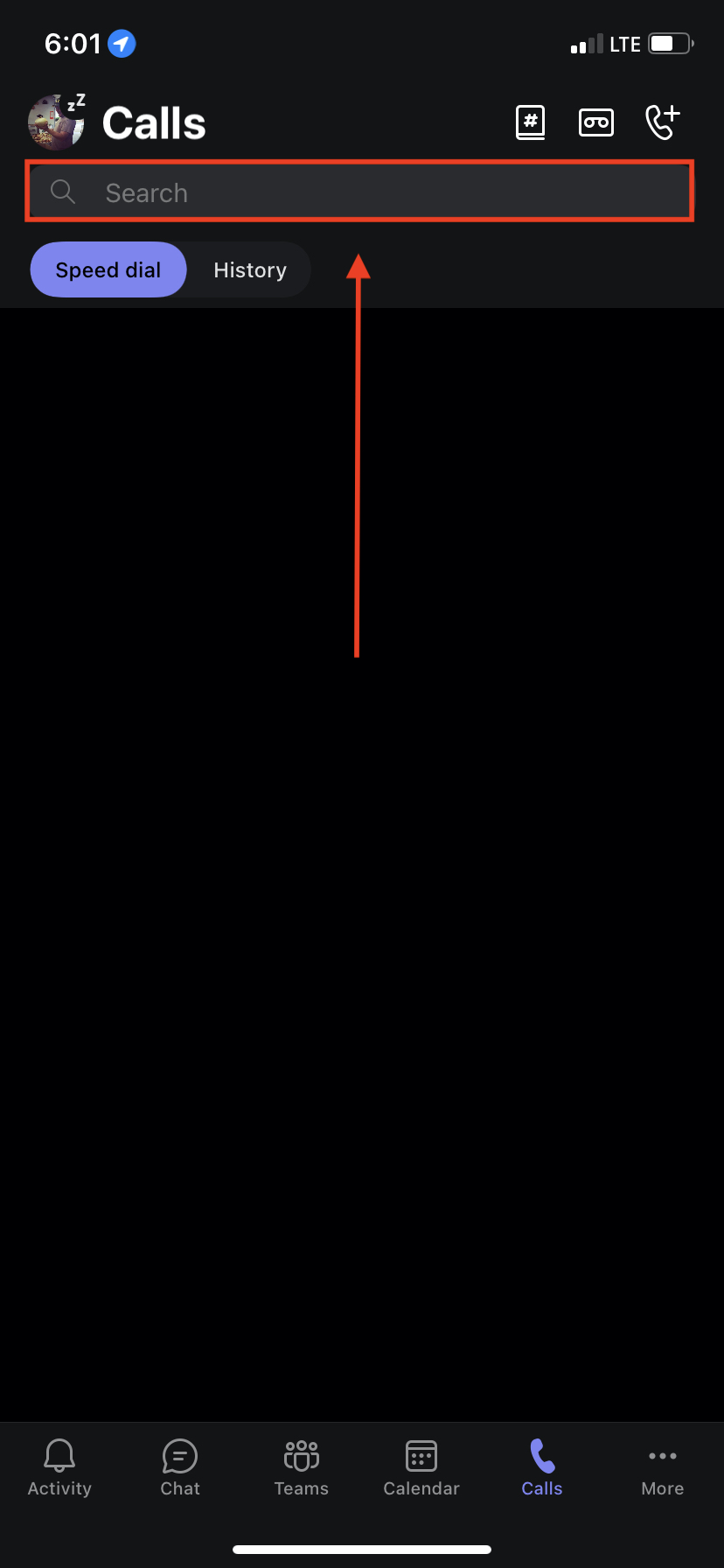 Search for the contact in the search field