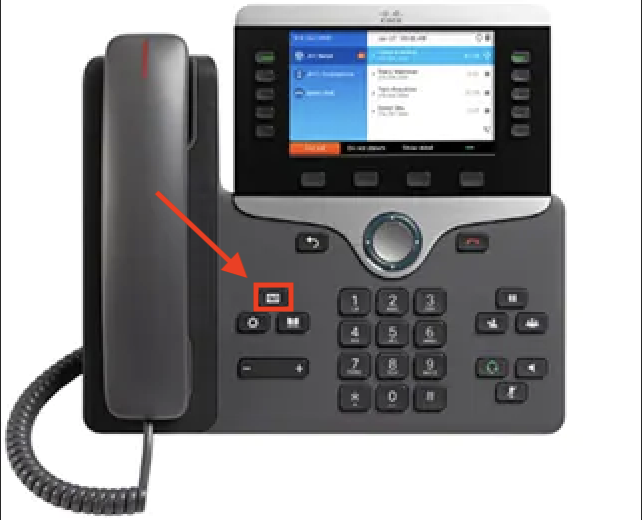 Cisco 8851 with Messages Button highlighted