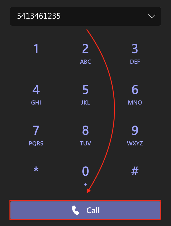 Enter the phone number then select Call.