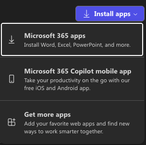 Install apps menu