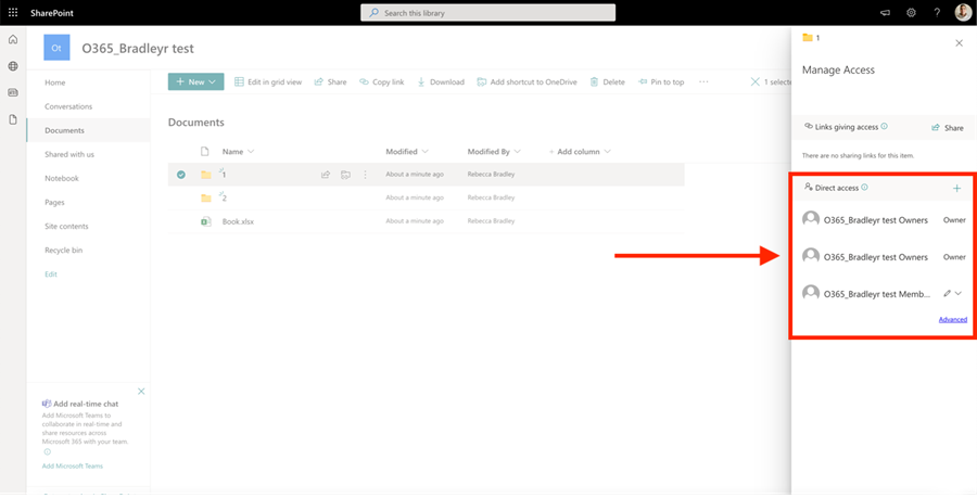 The visitors group is gone from the Manage access panel