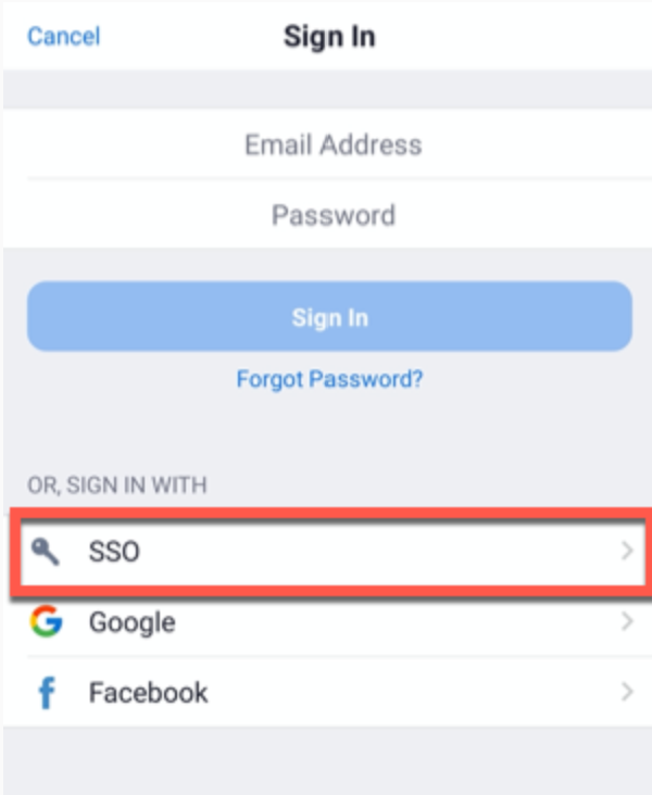 Sign into the mobile app using the SSO option.