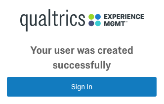 User account was created successfully