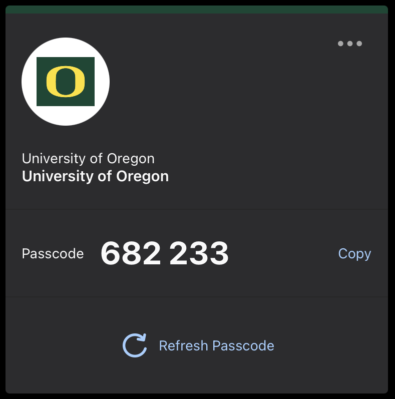 Duo prompt with passcode displayed