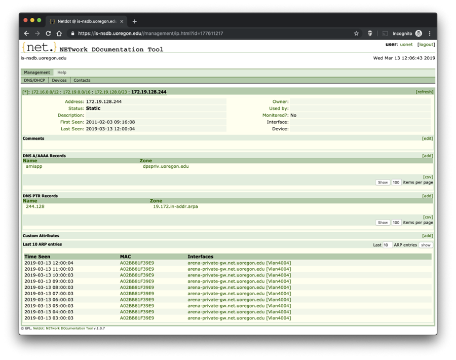 This is an IP Address Record in Netdot
