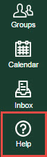 Canvas Global navigation menu with Help button outlined in red