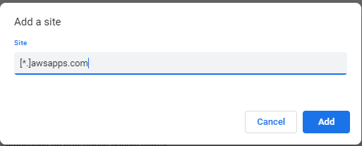 Add a site dialog box