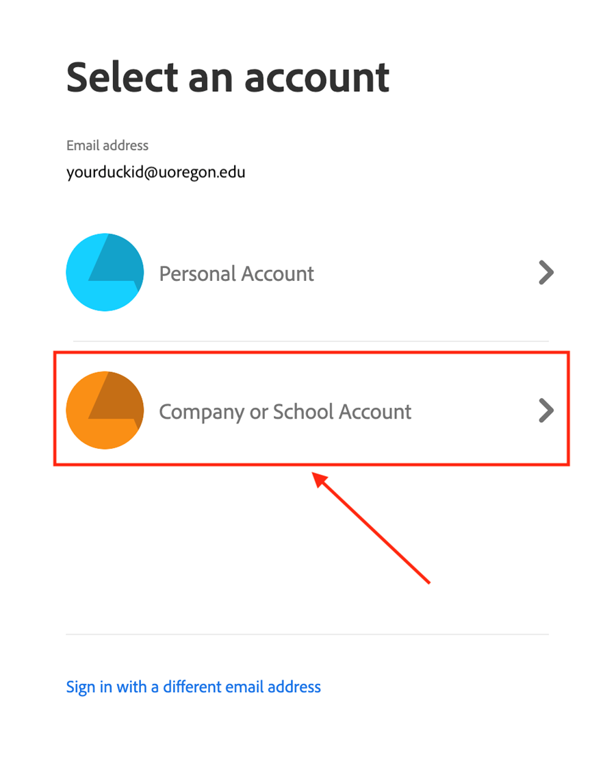 Select Company or School if prompted.