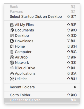 Go menu in macOS Finder