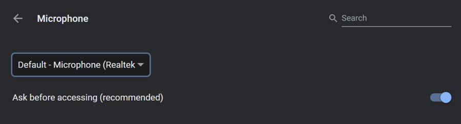 Chrome microphone settings