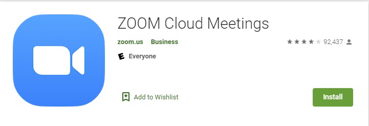 Zoom Cloud Meetings App link in the Google Play Store
