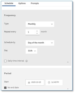 Schedule settings