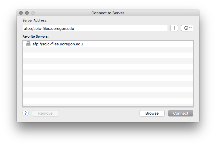 Connect to Server window