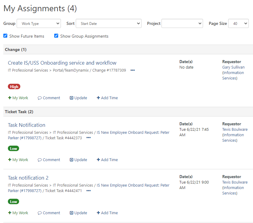 My Work Task List