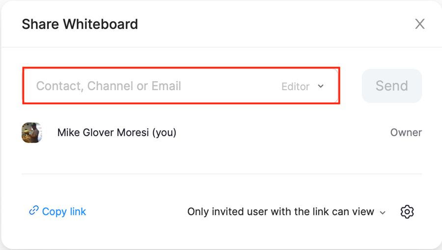 Enter Contact, Channel, or Email address