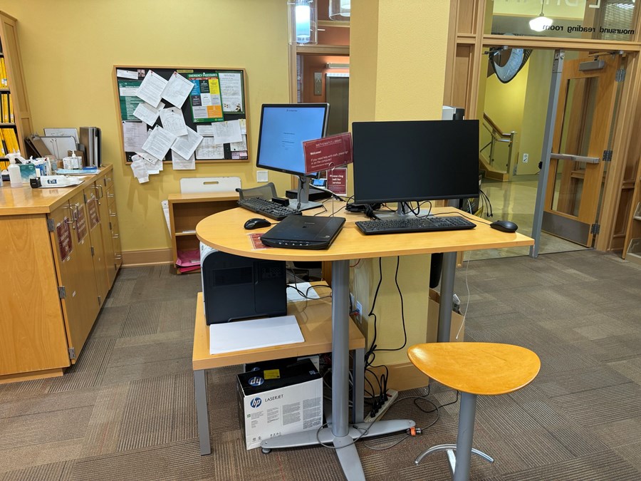 The printing station at the Math Library