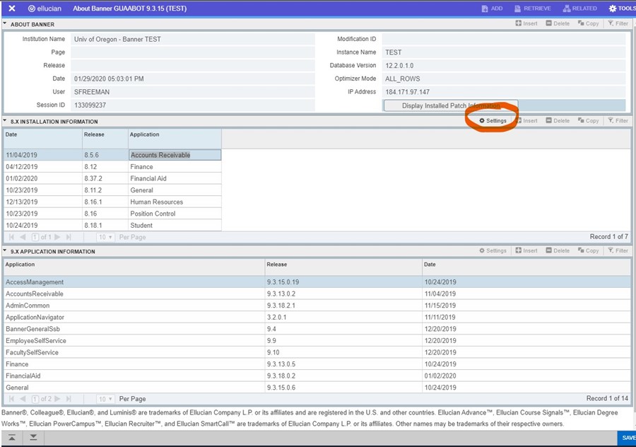 Banner GUAABOT example dialog box with Middle data block's Settings menu in black.